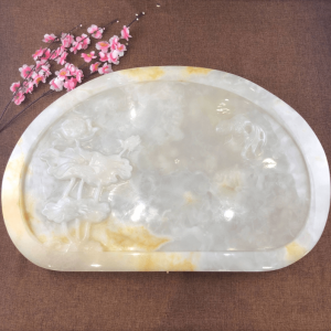 玉石工藝-白玉石茶盤 68*48*3 cm