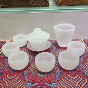 玉石工藝-白玉茶具套裝