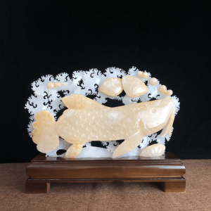 玉石工藝-白玉魚擺設